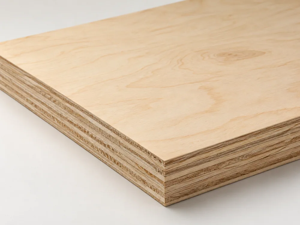Illustration of cabinet plywood with visible veneer layers at the edge