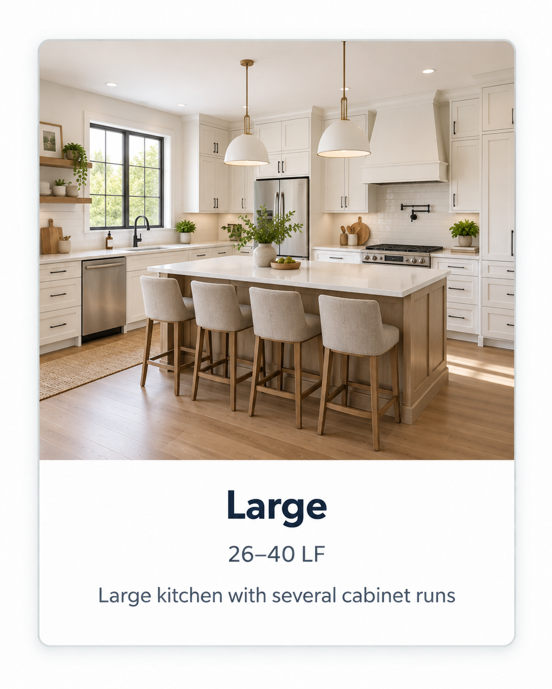 Cabinets in a large kitchen