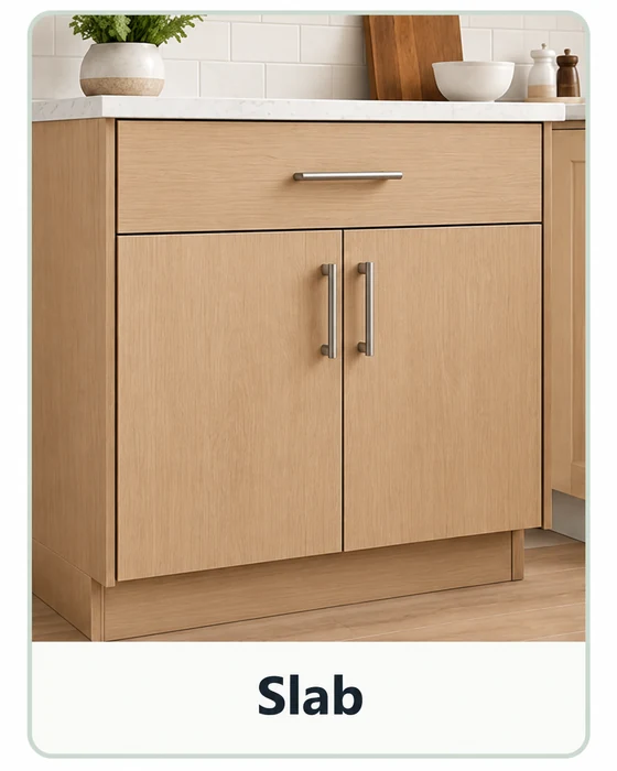 Natural oak slab cabinet doors